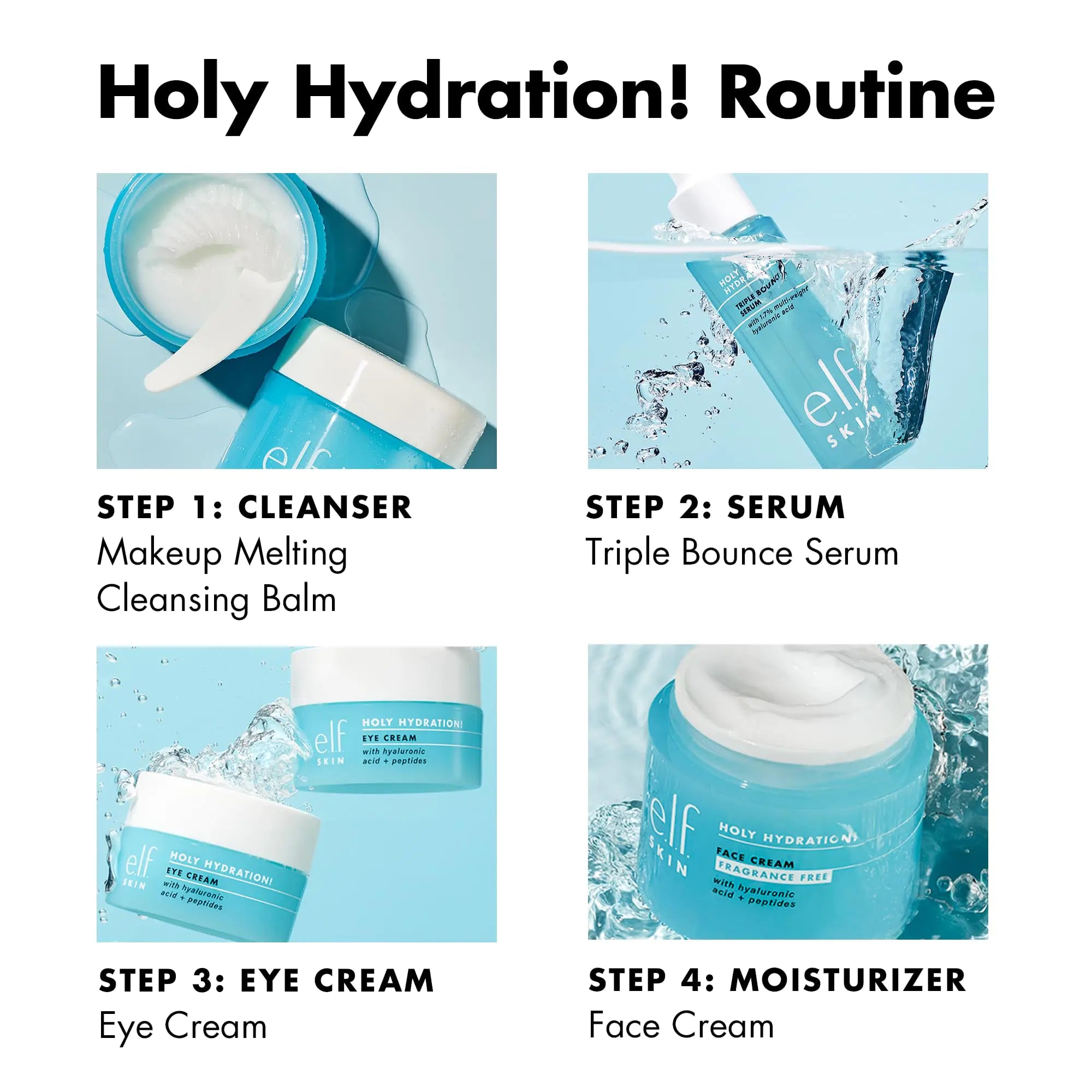 e.l.f. SKIN Holy Hydration! Triple Bounce Serum, 1.7% Hyaluronic Acid Serum